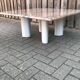 Italian modernist red travertine and metal square coffee table 1970s