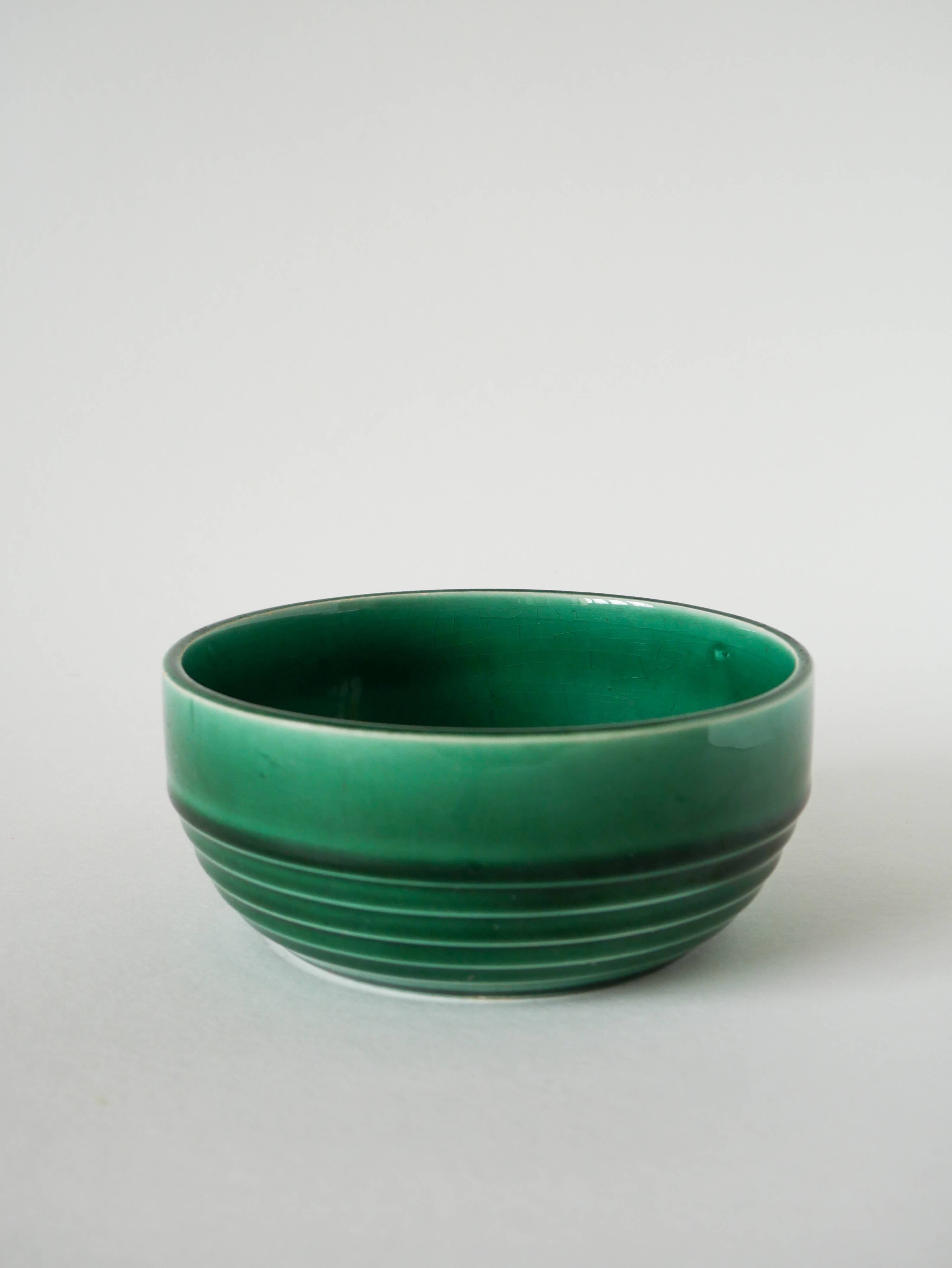 Small ceramic salad bowl / bowl, green, Gien, 1950