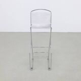 3x Postmodern Bar stool in Chromed Metal, 1980s