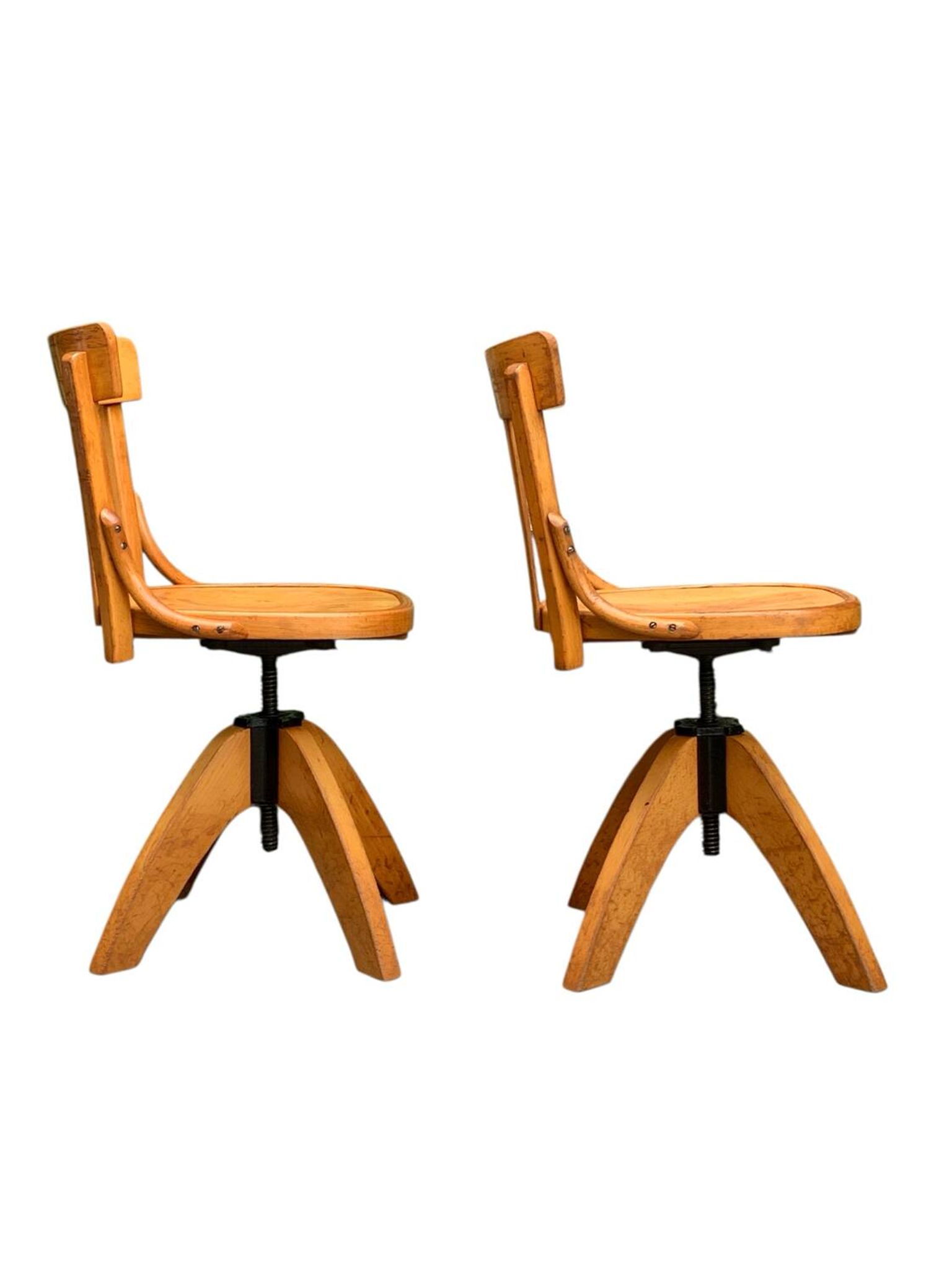 Pair of Baumann rotating screw chairs 1960