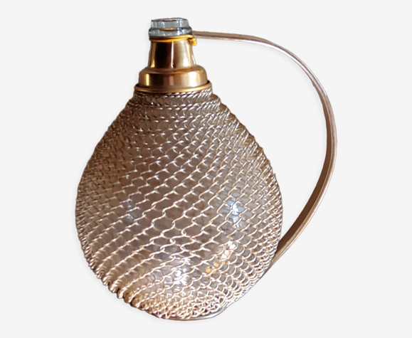 Bonbonne dame -jeanne en verre grillagé métal doré des années 60