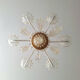 Large Murano glass chandelier with gold leaves, vintage light fixture.