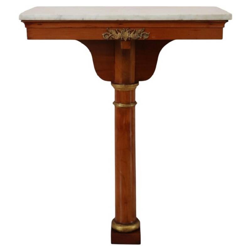 Console Table In Cherry Wood And Marble Top, Early 19th Century
