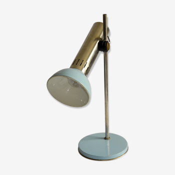 Lampe de table design bleue ciel et chrome articulée années 60