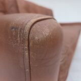 1970s, 3-seater Danish sofa, brown furniture leather with patina.