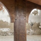 Oak console with white marble top 1970