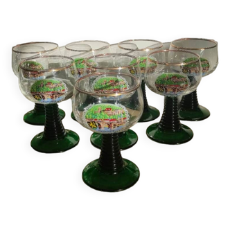 Eight white wine glasses