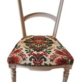 Empire style chair redone in velvet fabric, old floral pattern, 1900
