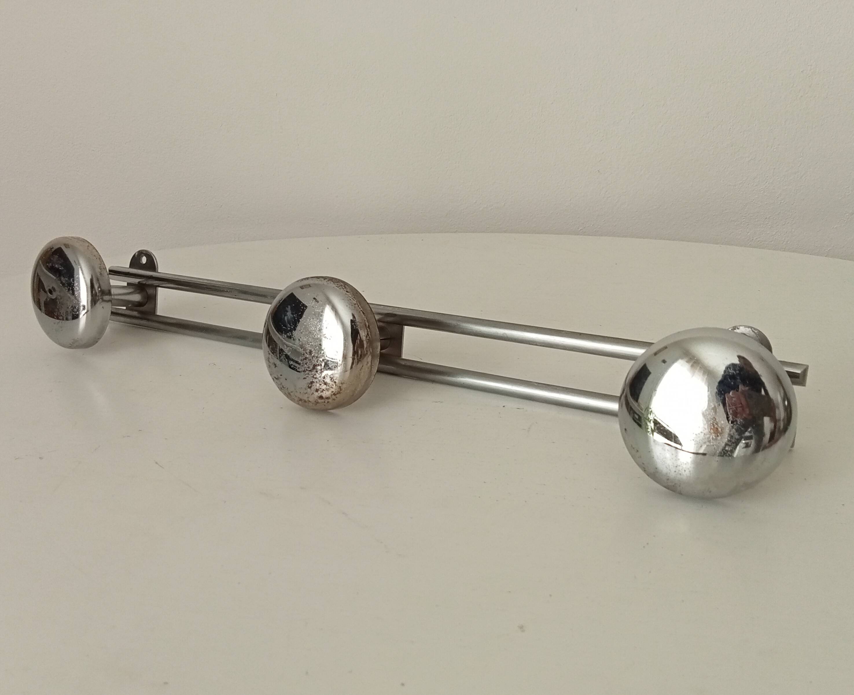 Vintage chrome wall coat rack from the 70s