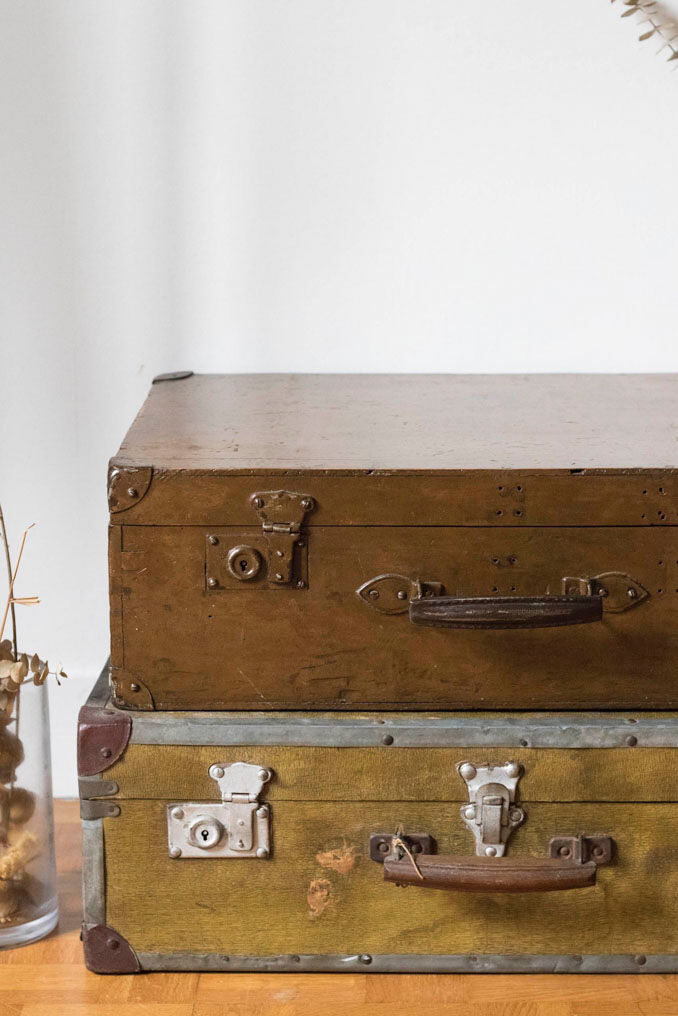 Antique suitcase - vintage travel trunk