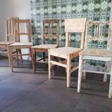 5 chaises en bois vintage