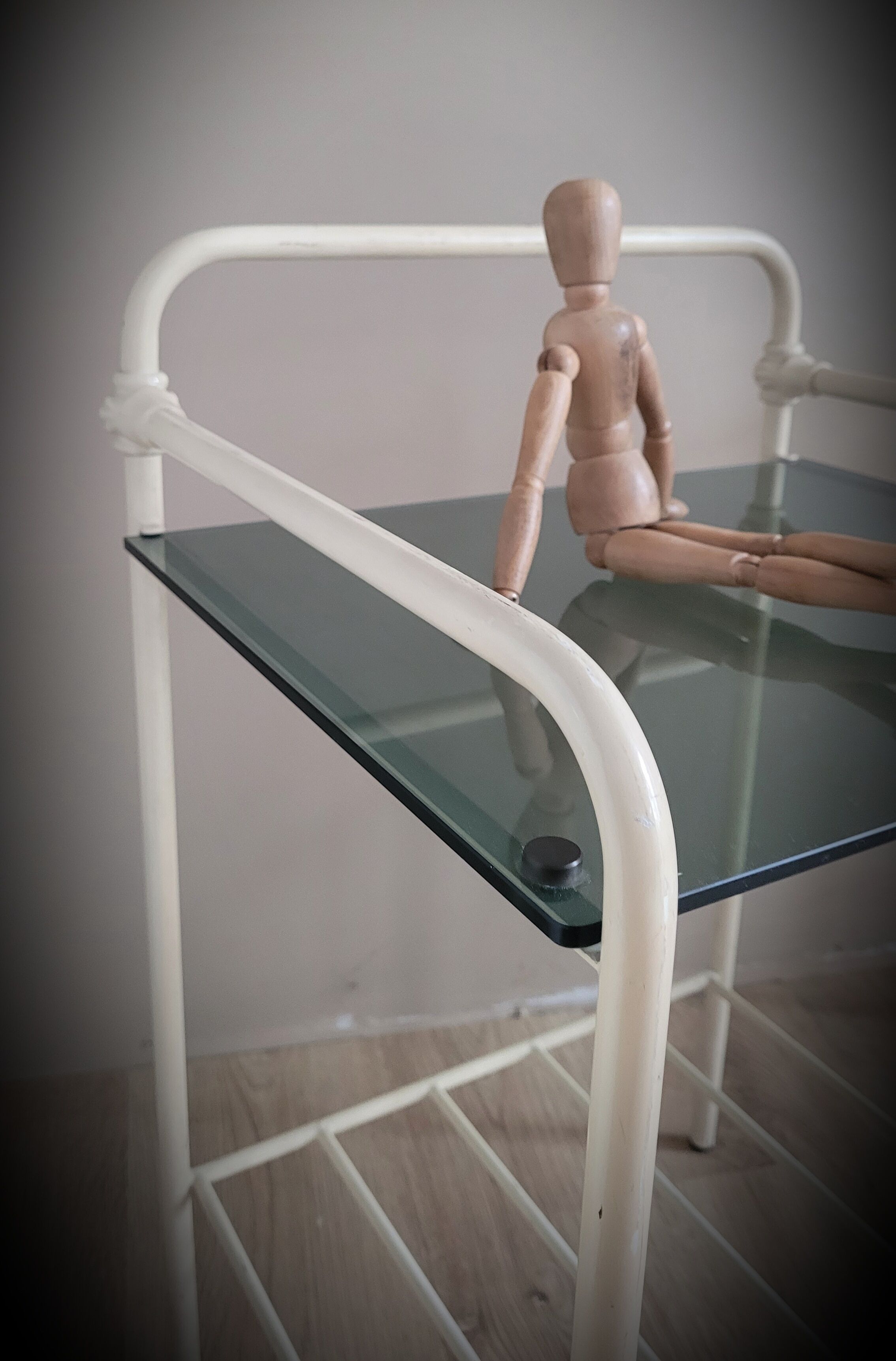 Bedside table metal glass 60s