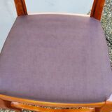 Set of 4 chairs in solid cherry; Louis Philippe style; Violin file; Seat in moleskine