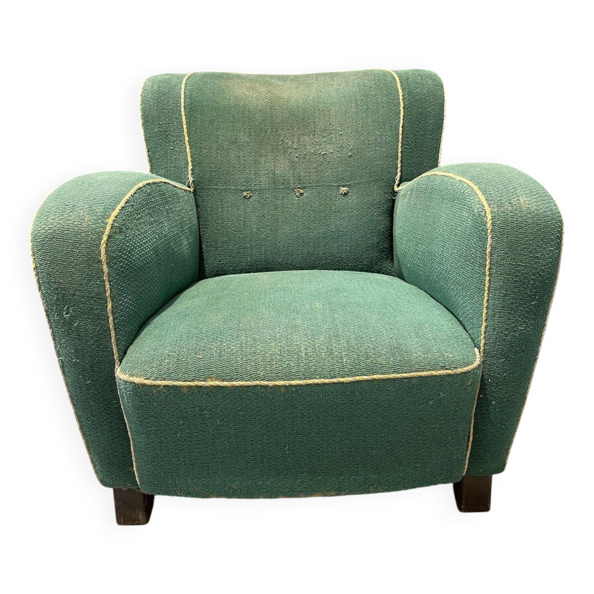 Fauteuil Art déco danois en mohair vert, années 1930-1940