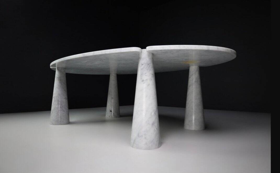 Big White Carrara Marble Eros Table by Angelo Mangiarotti for Skipper, 1990s