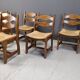 Vintage oak and wicker dining chairs, 1960s