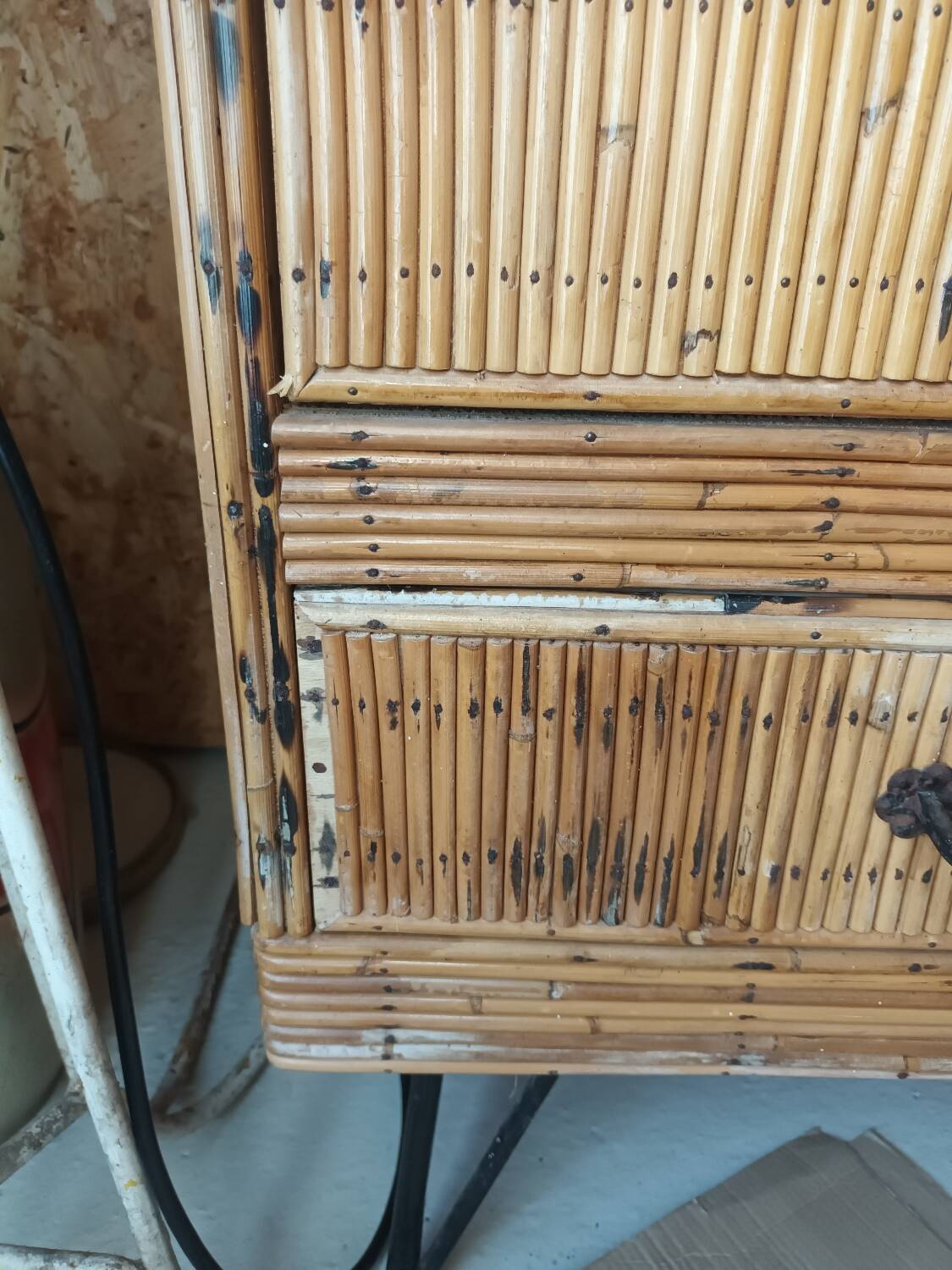 Vintage rattan chest of drawers
