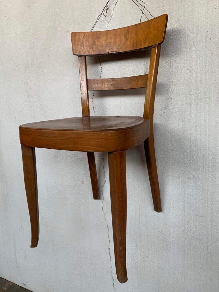 Set of 4 curved wood bistro chairs