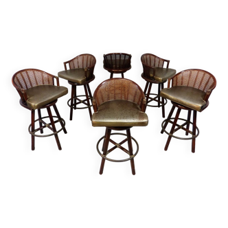 Tabourets de bar Elinor McGuire Hans Kaufeld années 1960