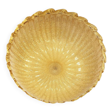 Italian Amber “Graniglia Budino” Murano Glass Flush Mount in Traditional 70