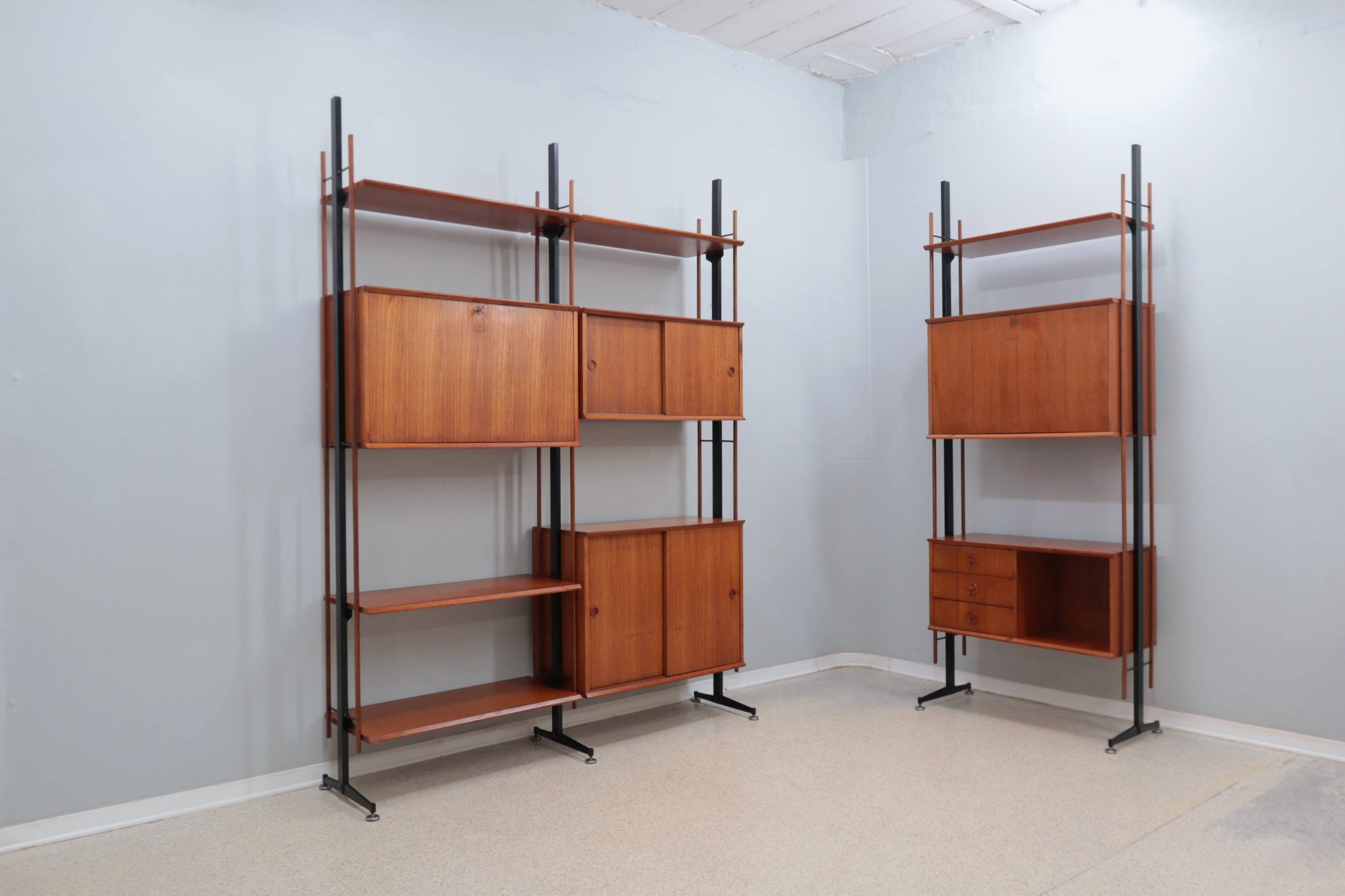 Mid century modular blonde teak bookcase 1960s