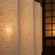 Lampadaire antique japonais peint à la main blanc et or (nouvel abat-jour)