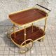 Vintage bar trolley in matte gold metal and melamine 1960