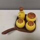 Small Swedish table set in ceramics and wood 1980s
