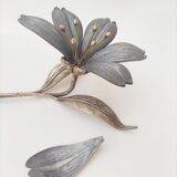 Ashtray silver metal flower year 70