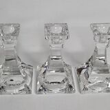 Set of 3 Villeroy & Boch Crystal Candle Holders - 11 cm, Engraved