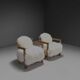 Ensemble de deux fauteuils en chêne massif et peau de mouton blanc cassé, Suisse, années 1970