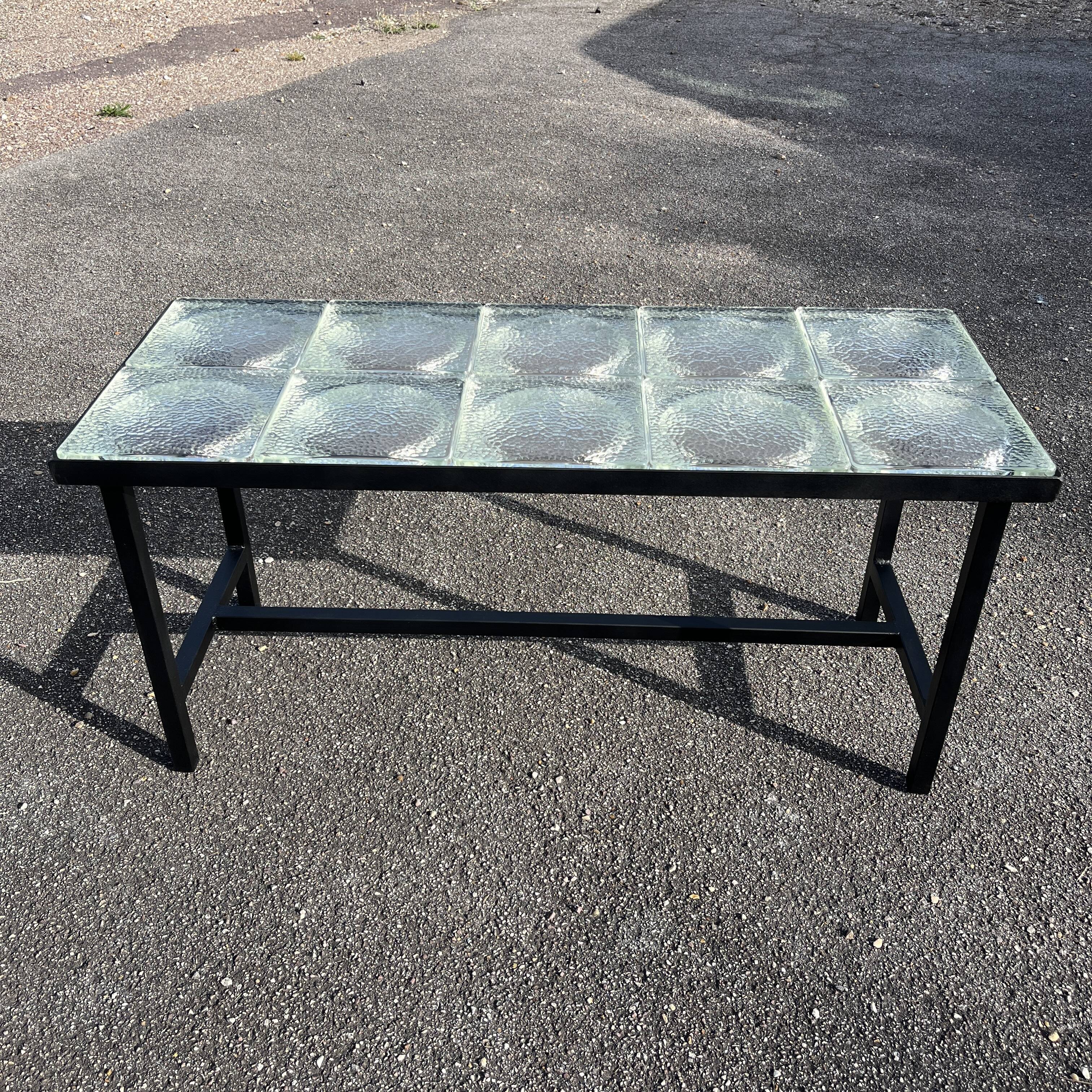 Table basse moderniste carreaux de verre Saint Gobain