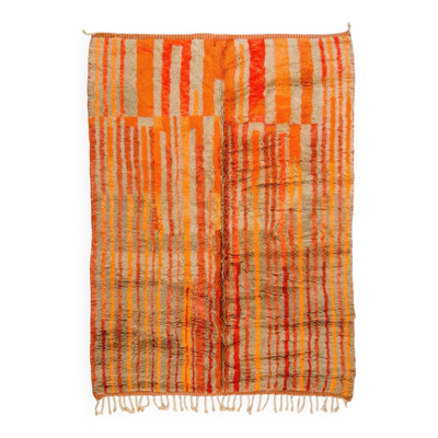 Tapis berbère marocain Mrirt marron rouge orange moderne