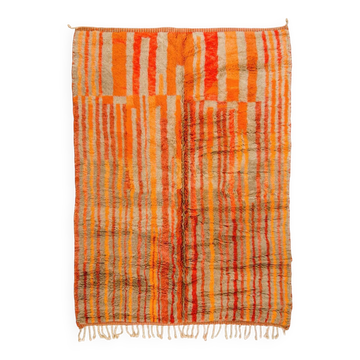 Tapis berbère marocain Mrirt marron rouge orange moderne