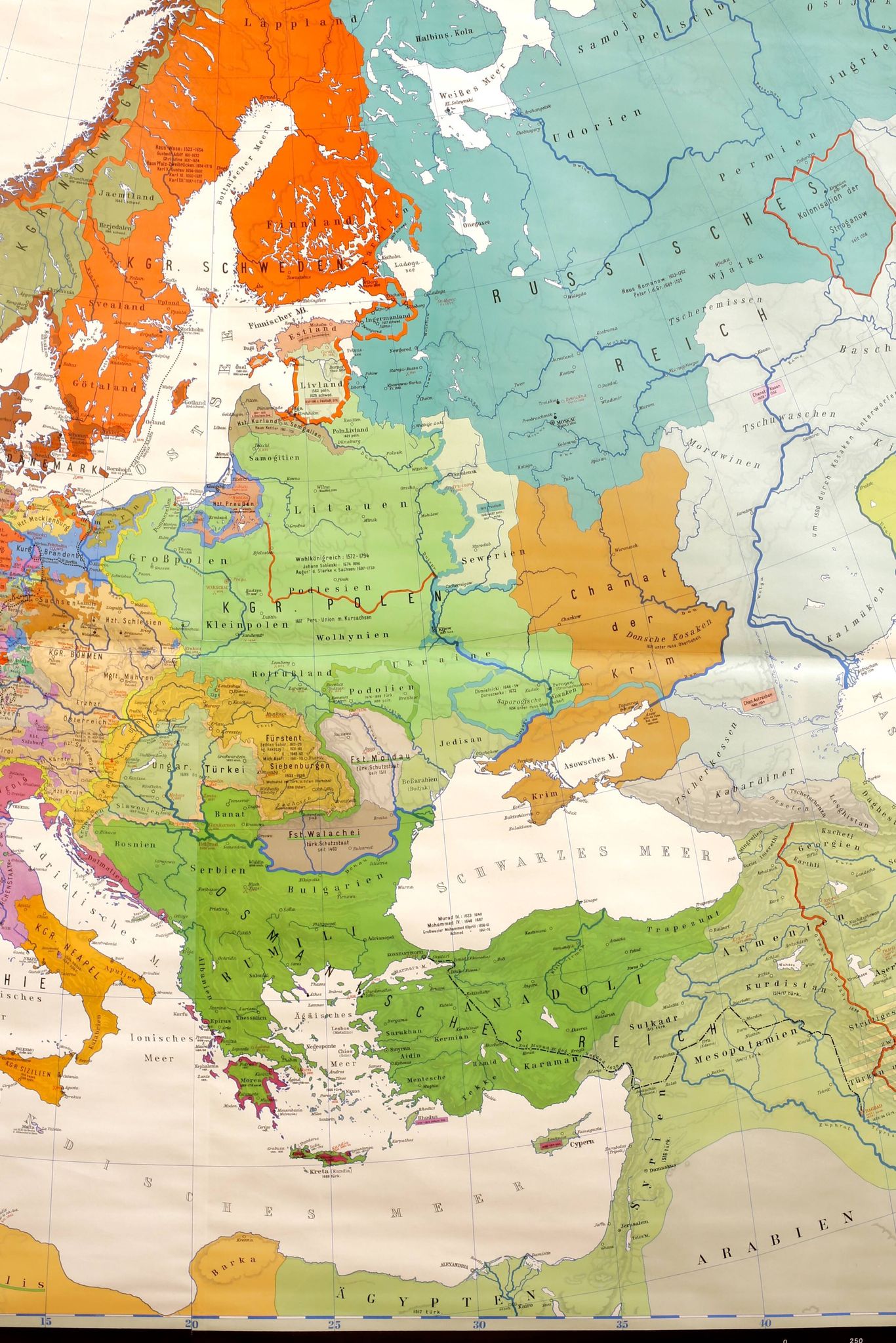 Carte de géographie allemande - Europe 17ème siècle