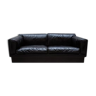 Durlet black leather couche, settee 1970 made in Belgium