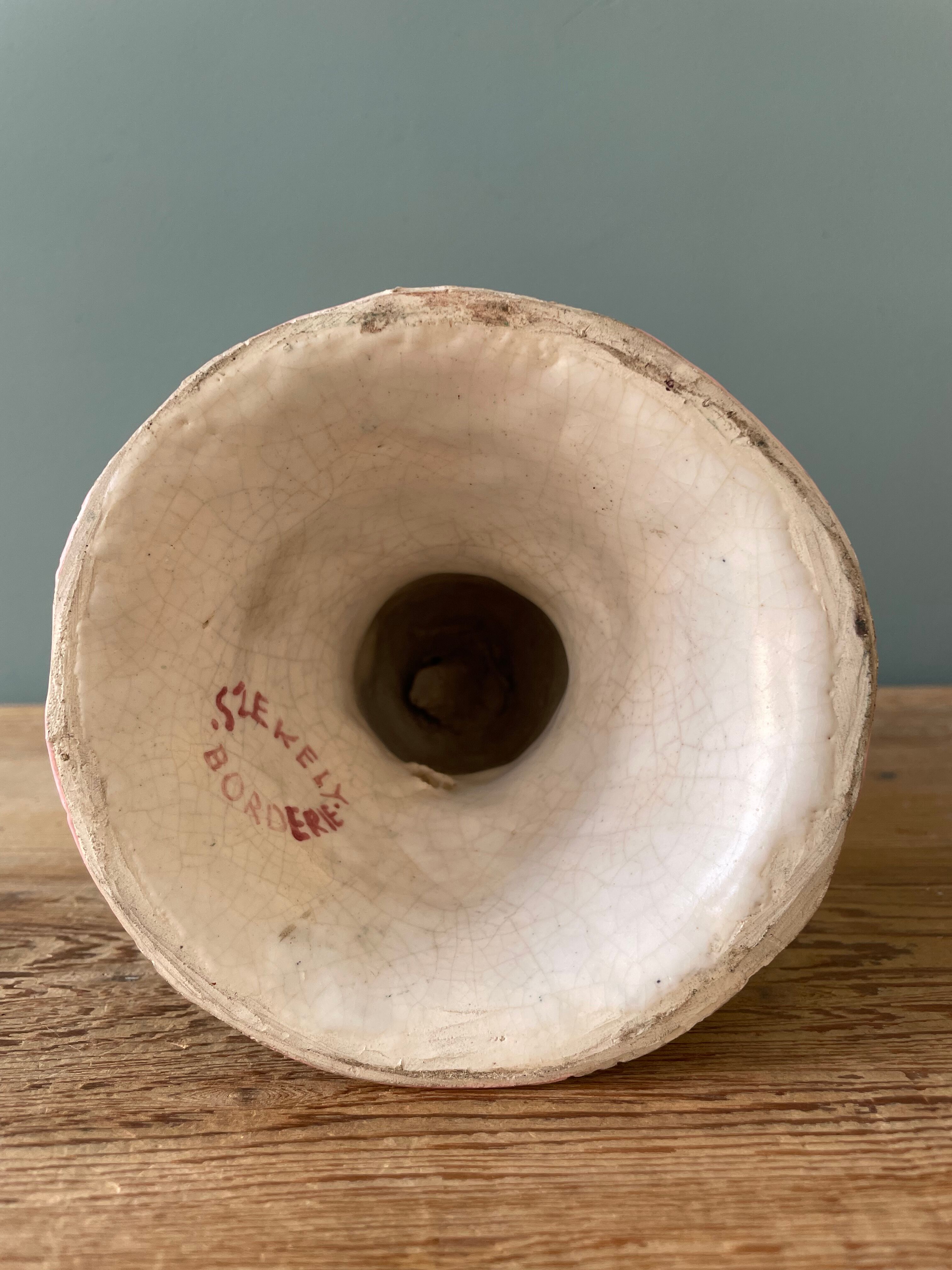 Pair of earthenware sconces signed Borderie - Szekely