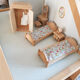 Wooden dollhouse, revamped, furnished, vintage French