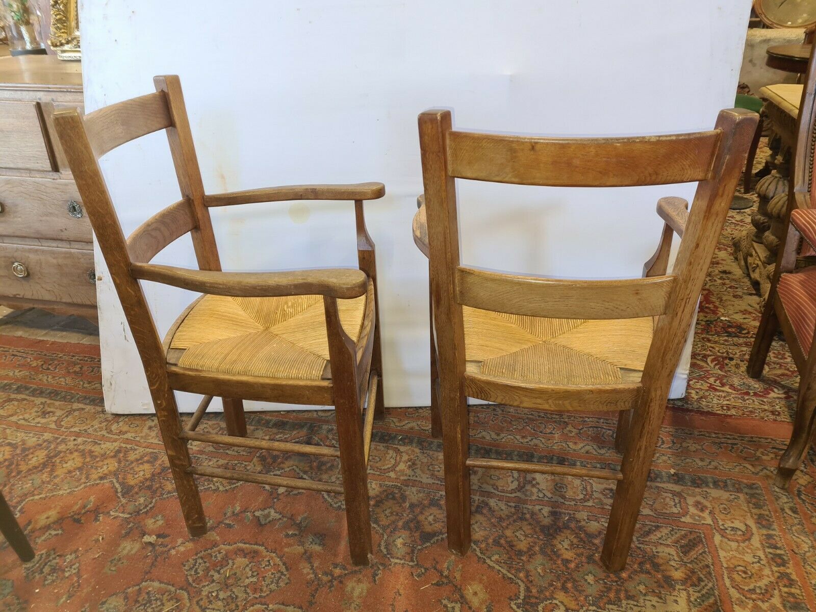 Oak mulched armchairs