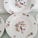 Lot de 6 assiettes creuses " oiseau de paradis " Sarreguemines