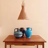 Rustic Midcentury Wicker Pendant Lamp, Spain, 1950s
