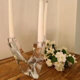 Daum 3-branched crystal candle holder