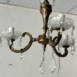 Small gilded bronze chandelier and pendants