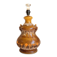 Large caramel and cream glazed ceramic lamp – Relief decoration and double lighting