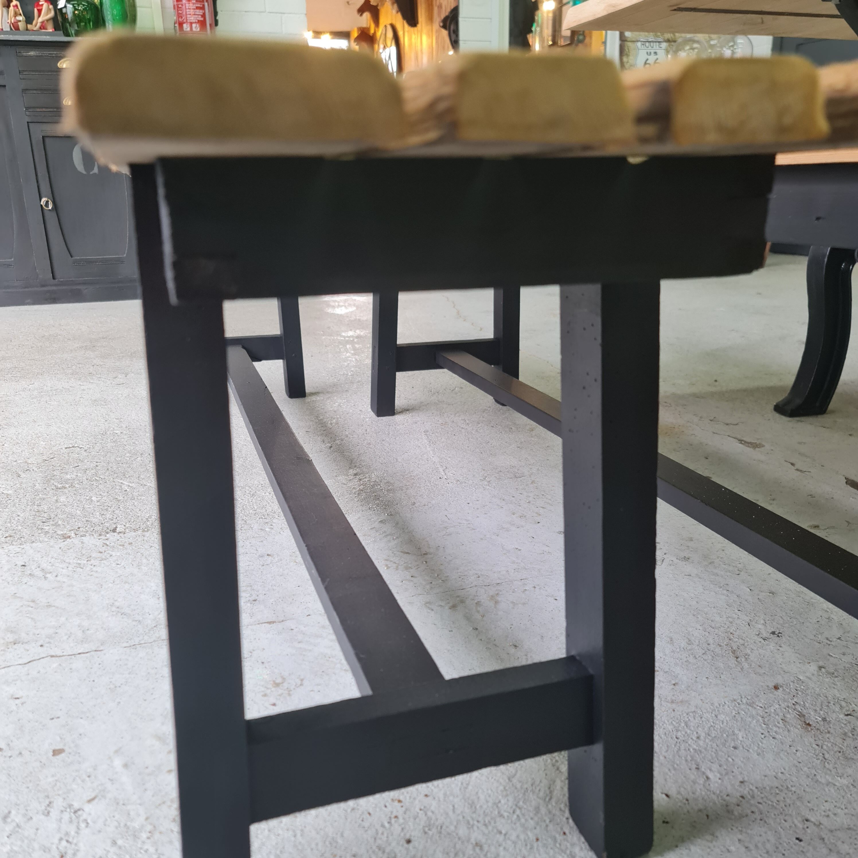 Pair old bench in industrial and vintage pine