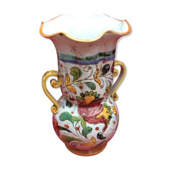 Italian ceramic vase with two handles