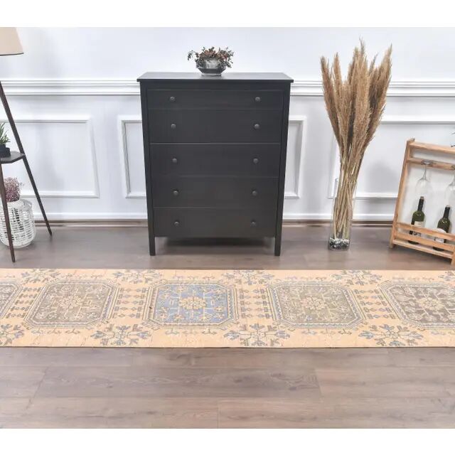 1970s Turkish Oushak Hand-Knotted Wool Rug 77x360