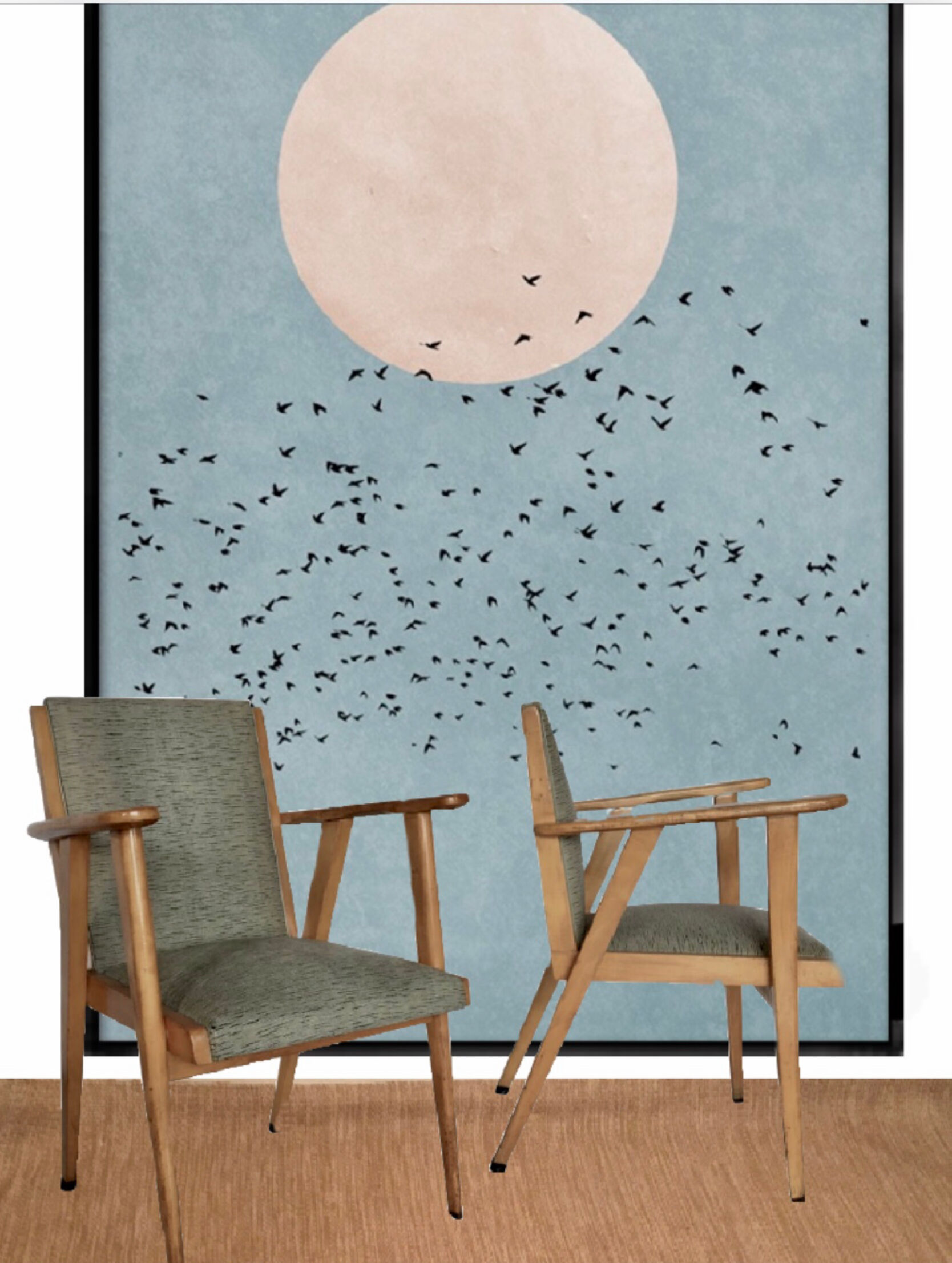 Pair scandinavian armchairs 60