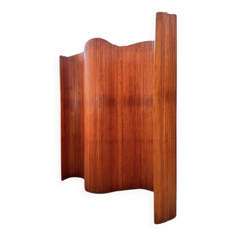 Grand paravent tambour vintage en bois