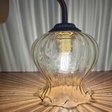 Applique coudée globe vintage en verre ambré